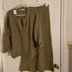 Free People Hailee Sweater Set in Olive, NWT